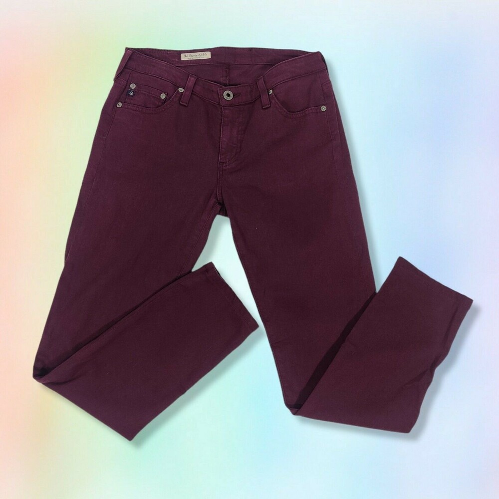 AG Adriano Goldschmied Jeans 28 R Stevie Ankle Deep Plum Slim Straight Leg